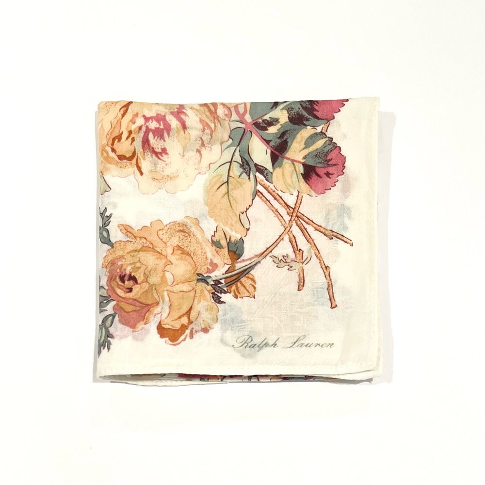 Ralph Lauren Pink and White Floral Cotton Bandana Scarf - Picture 11 of 12